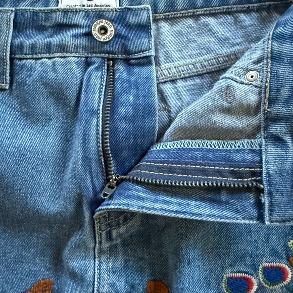 Umgee Embroidered Floral Bird Boho Mini Denim Jean Skirt Size Small - Picture 6 of 11